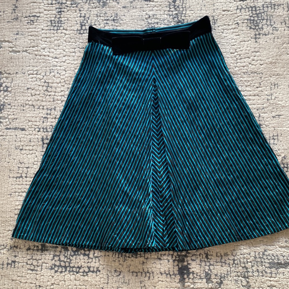 Mark Jacobs blue and black pinsripe silk A-line skirt Size 4